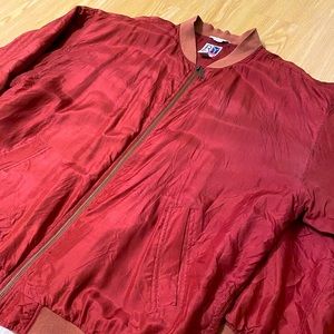 R&Y Sport 100% Silk Bomber Windbreaker Rust Colored Coat Size L